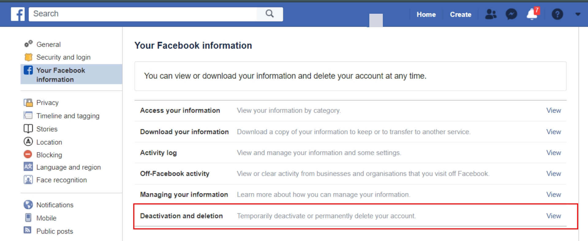 Facebook deactivation & Deletion